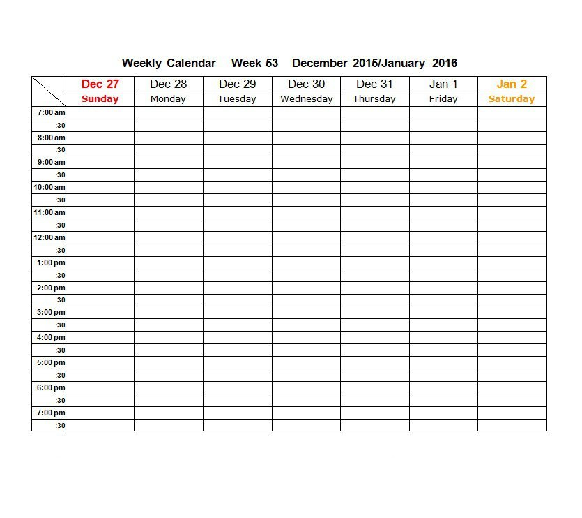 Weekly Calendar Template Pdf - Calendar Printable Week