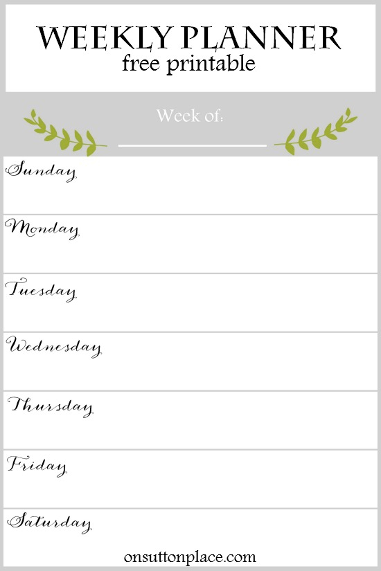 Weekly Planner Free Printable | On Sutton Place