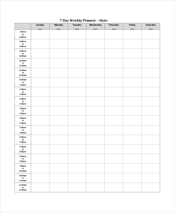 Weekly Planner Template - 12+ Free Pdf Word Documents