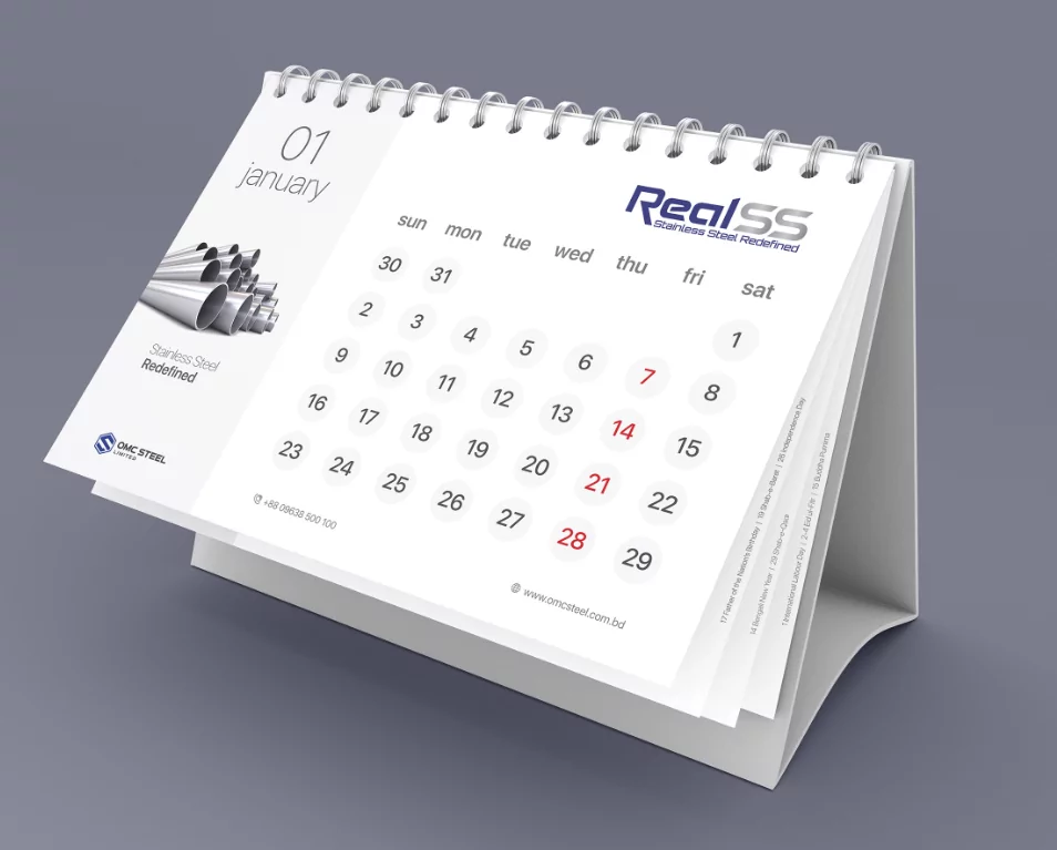 Alibaba Printing custom logo desk calendars arranged for corporate display