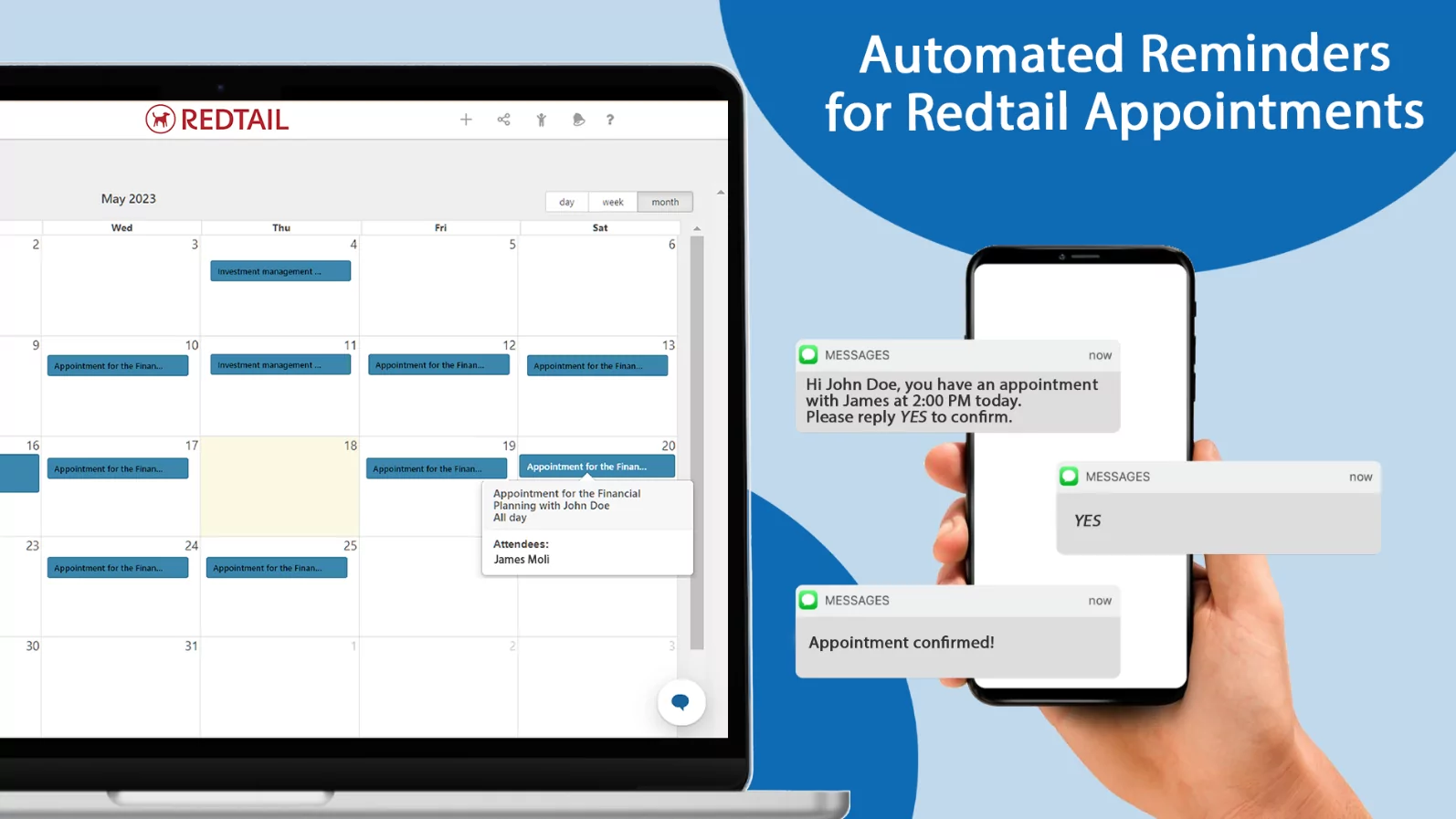 Automated appointment reminder to reduce no shows