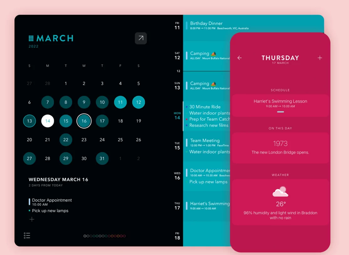 Natural language scheduling feature in a modern calendar app