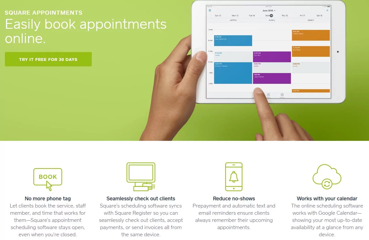 Online scheduling interface for small business appointments