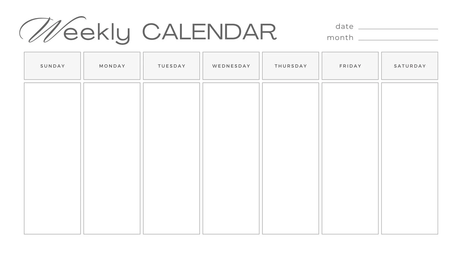 Printable calendar in Canva with notes column, ready for PNGPDF