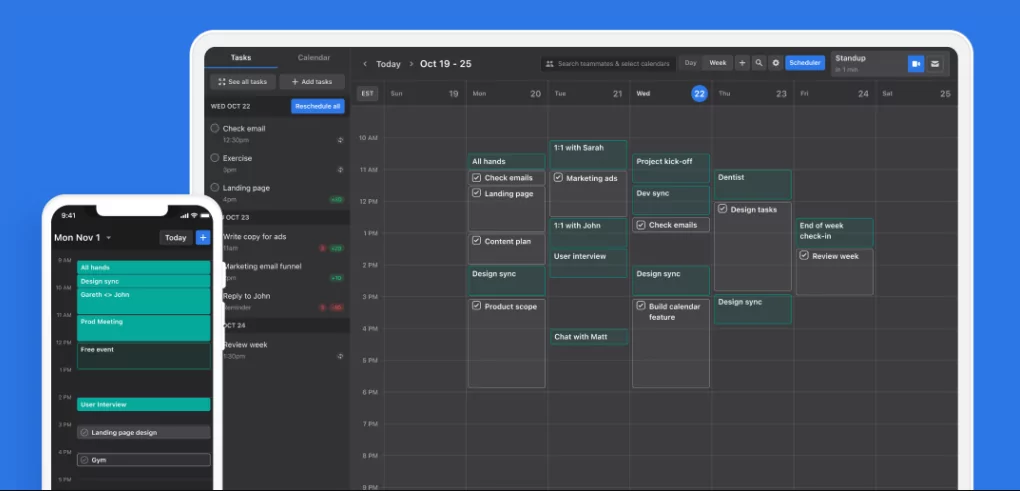 User interface of the intelligent calendar displaying automatic schedules set by AI assistant