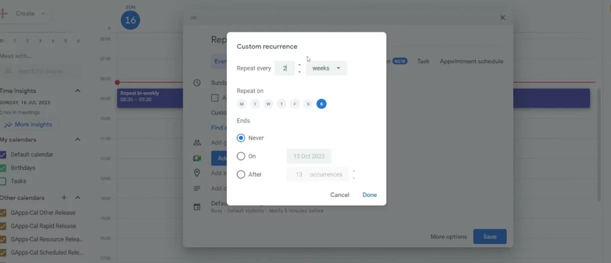 how to add repeating events in google calendar