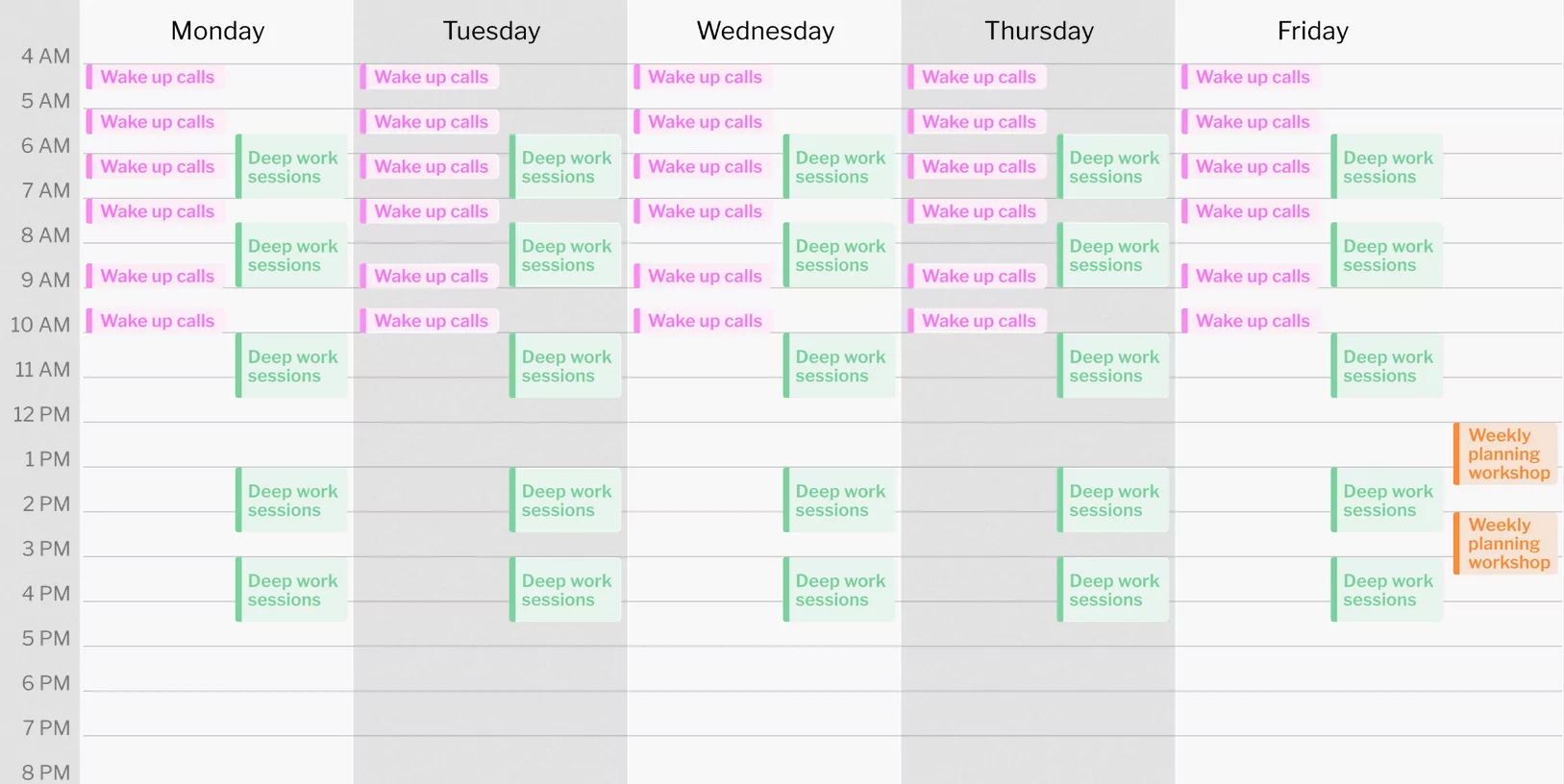 focused work session calendar planning