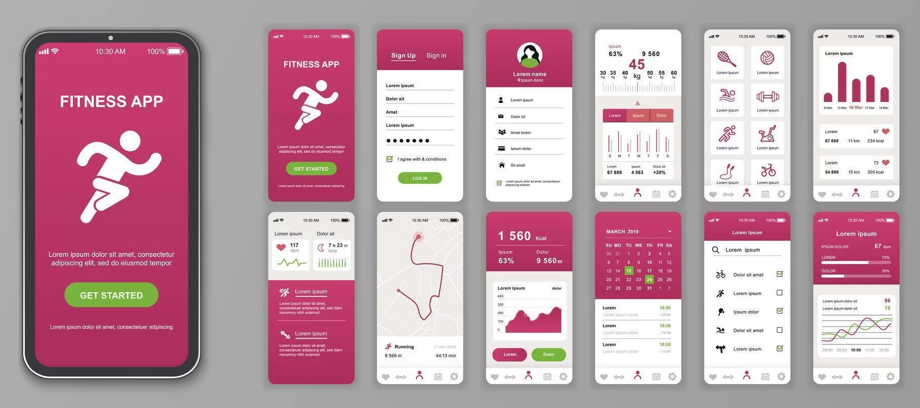 fitness calendar app interface
