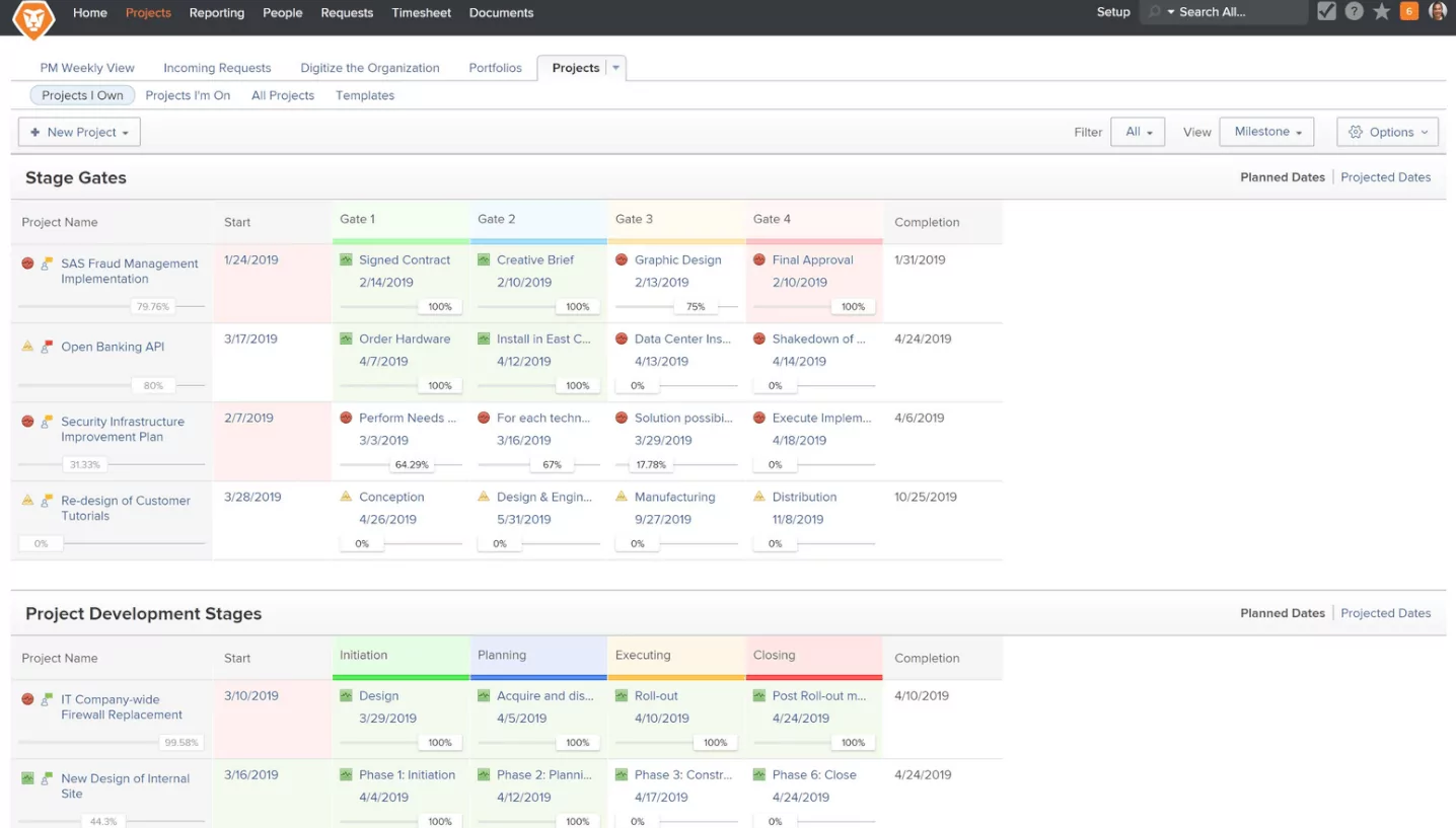 project calendar view screenshot