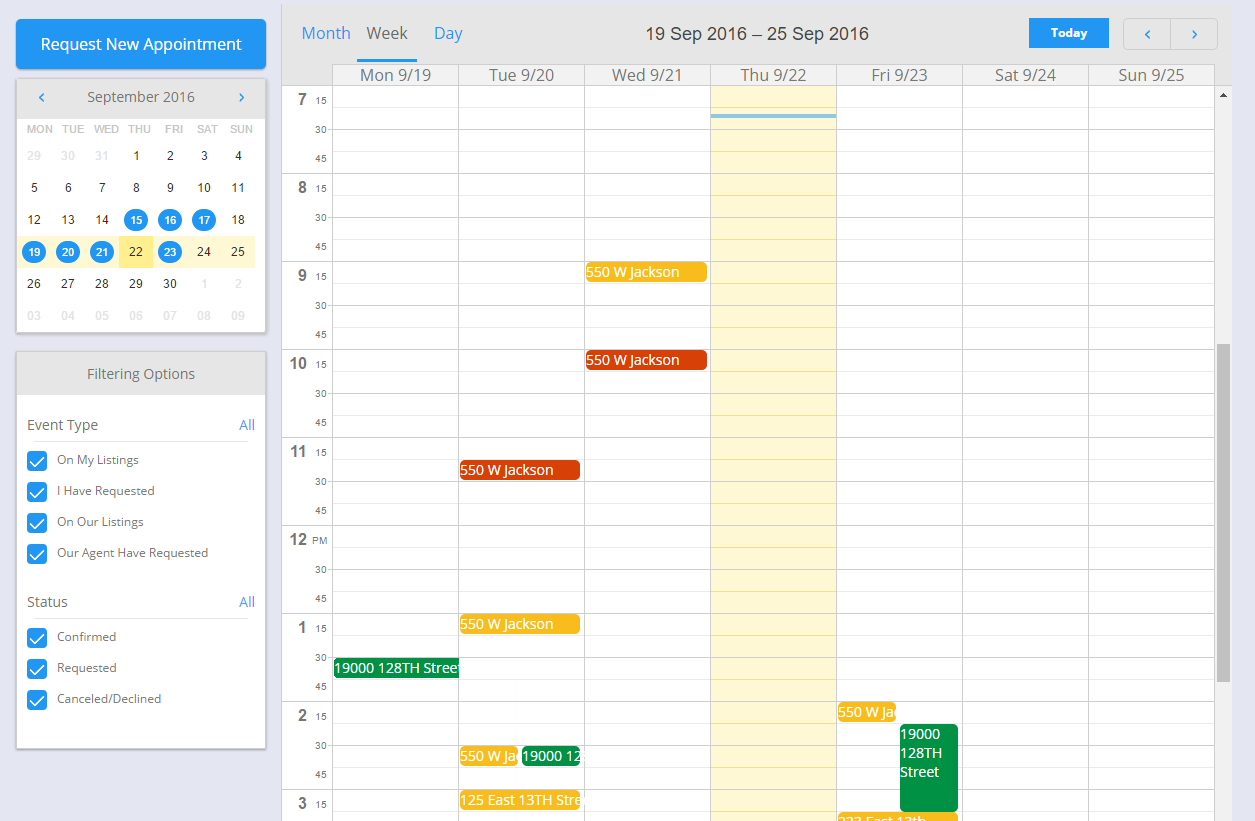 ShowingTime real estate scheduling app MLS calendar integration dashboard