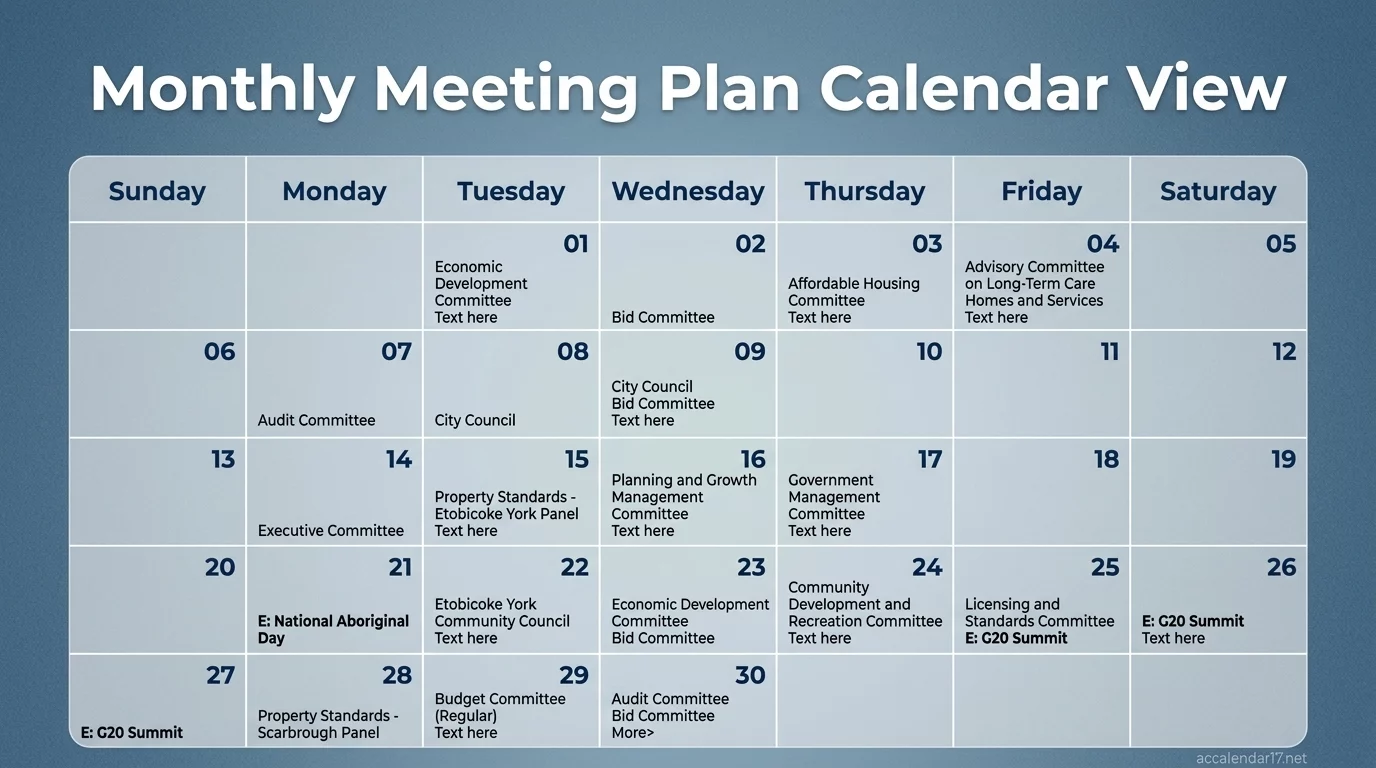 Calendar with Recurring Meetings and Tasks