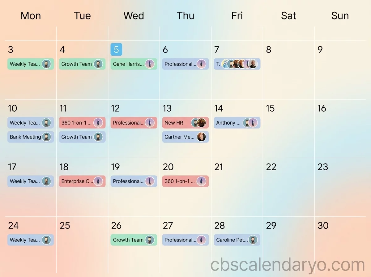 business calendar with meeting preparation notes