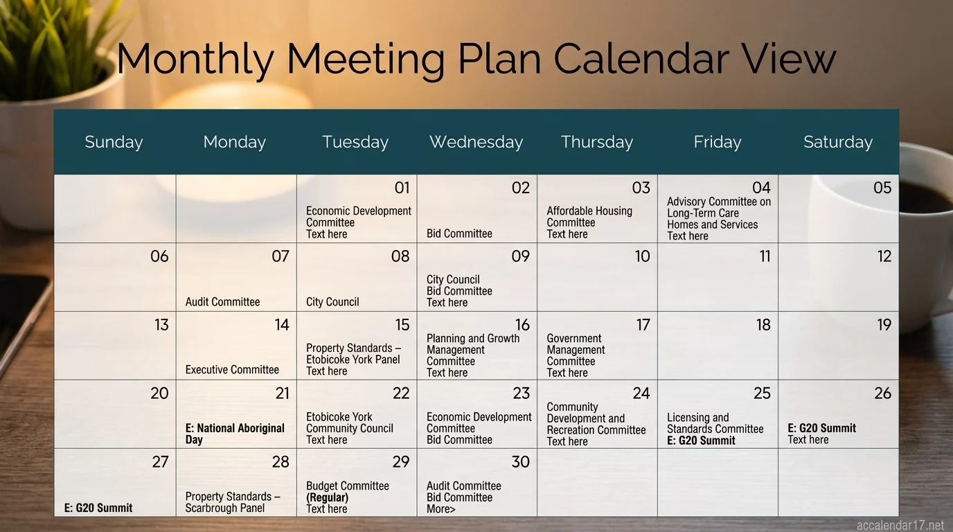 calendar with recurring meetings and tasks template free